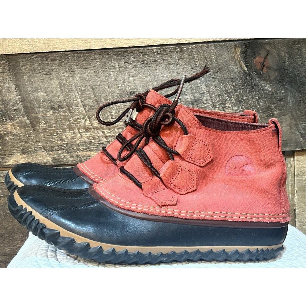 Sorel Out N About Duck Boots Womens 8.5 Red Suede Casual Lace‎ Up Ankle Shoes